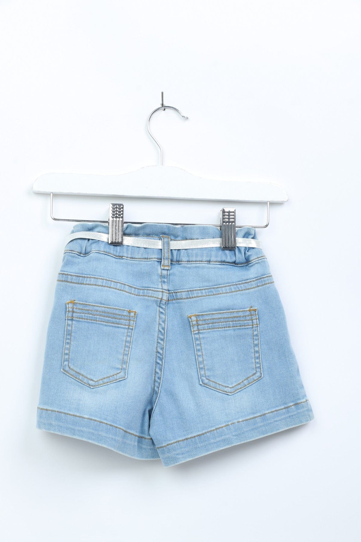 جينجرسنابس شورت جينز بجيوب جانبي برباط بناتي أزرق فاتح