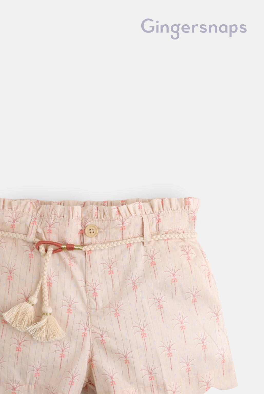 جينجرسنابس شورت مشجر بحزام على الخصر بناتي