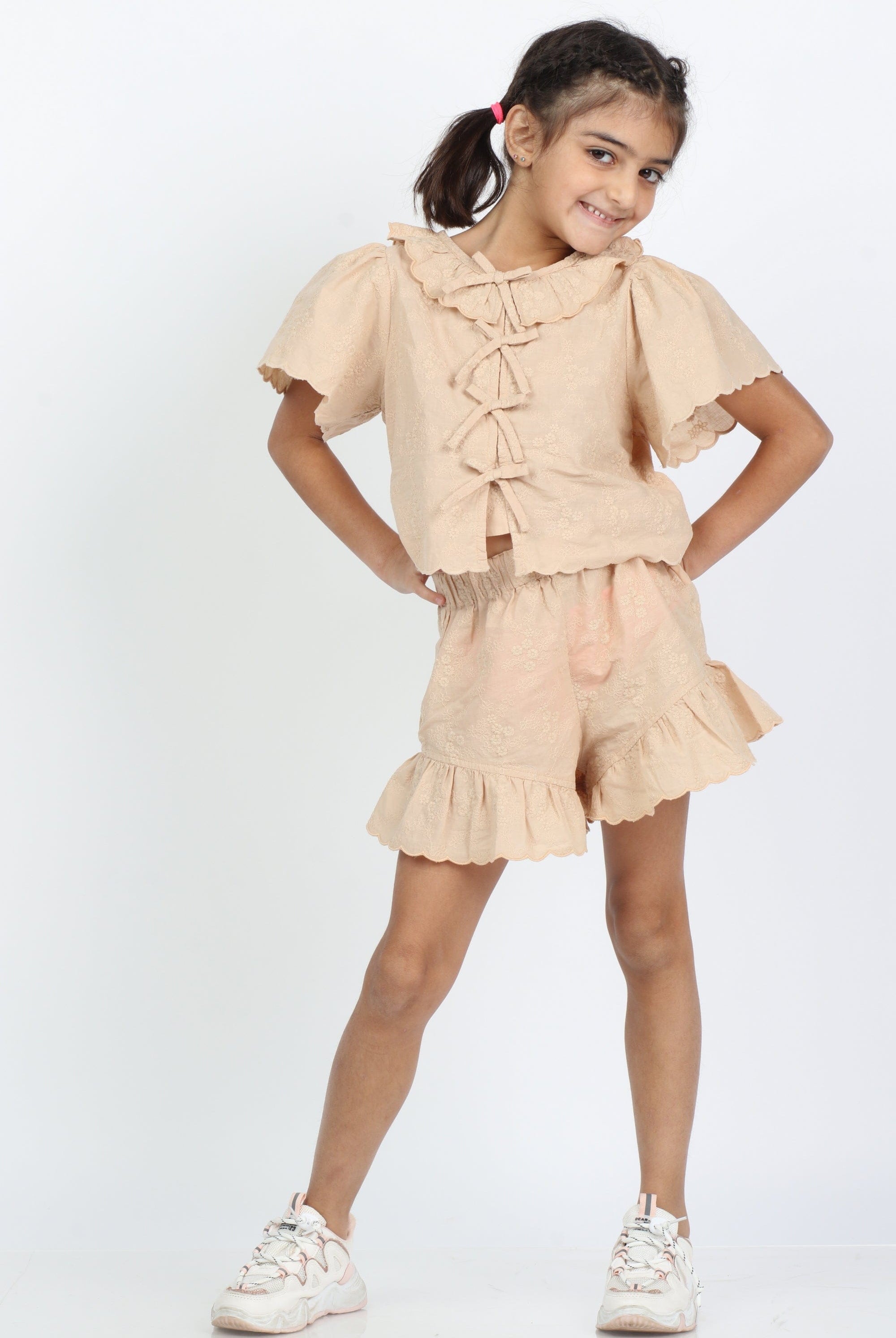 جينجرسنابس طقم بناتي بلوزة وبنطلون بني