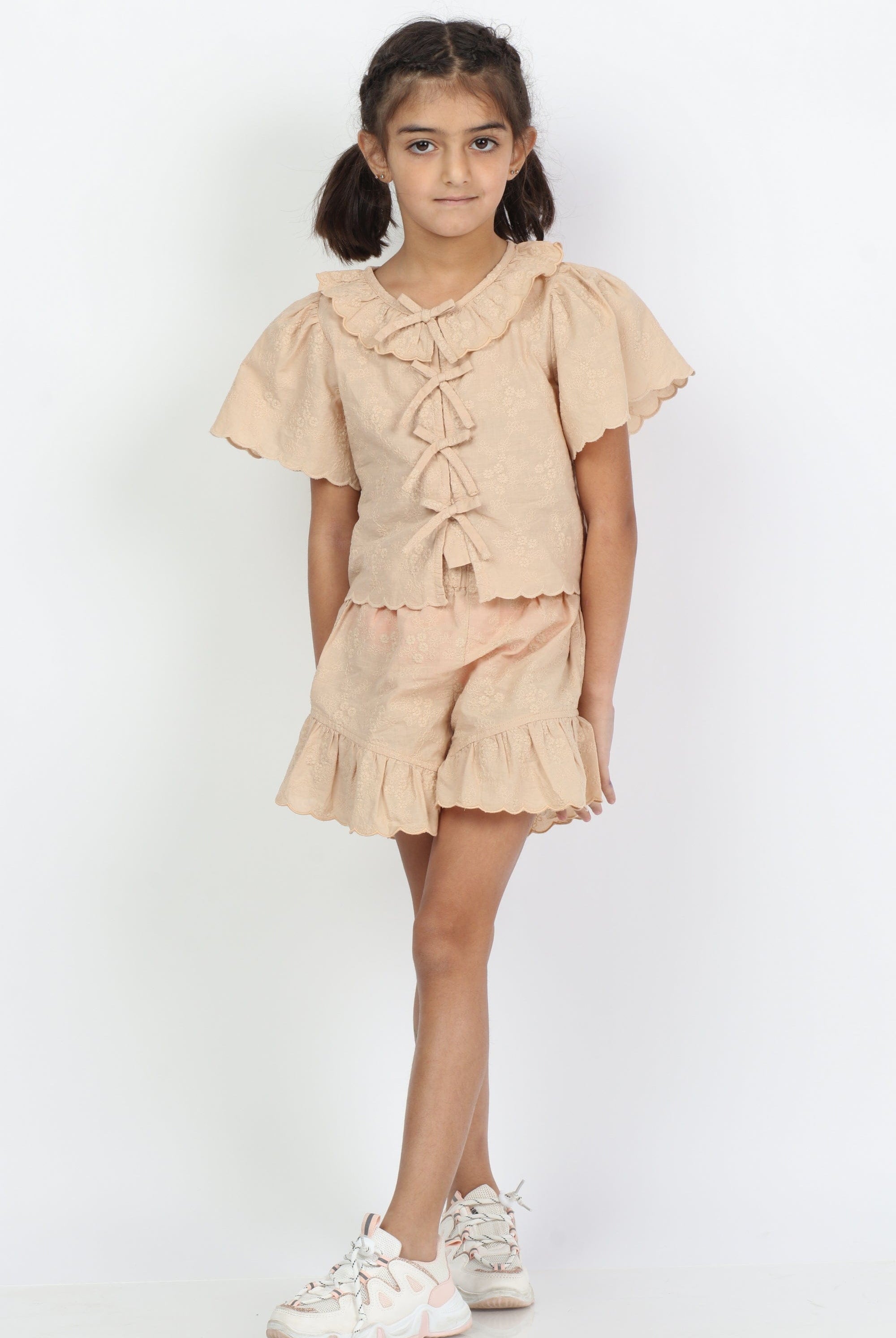 جينجرسنابس طقم بناتي بلوزة وبنطلون بني