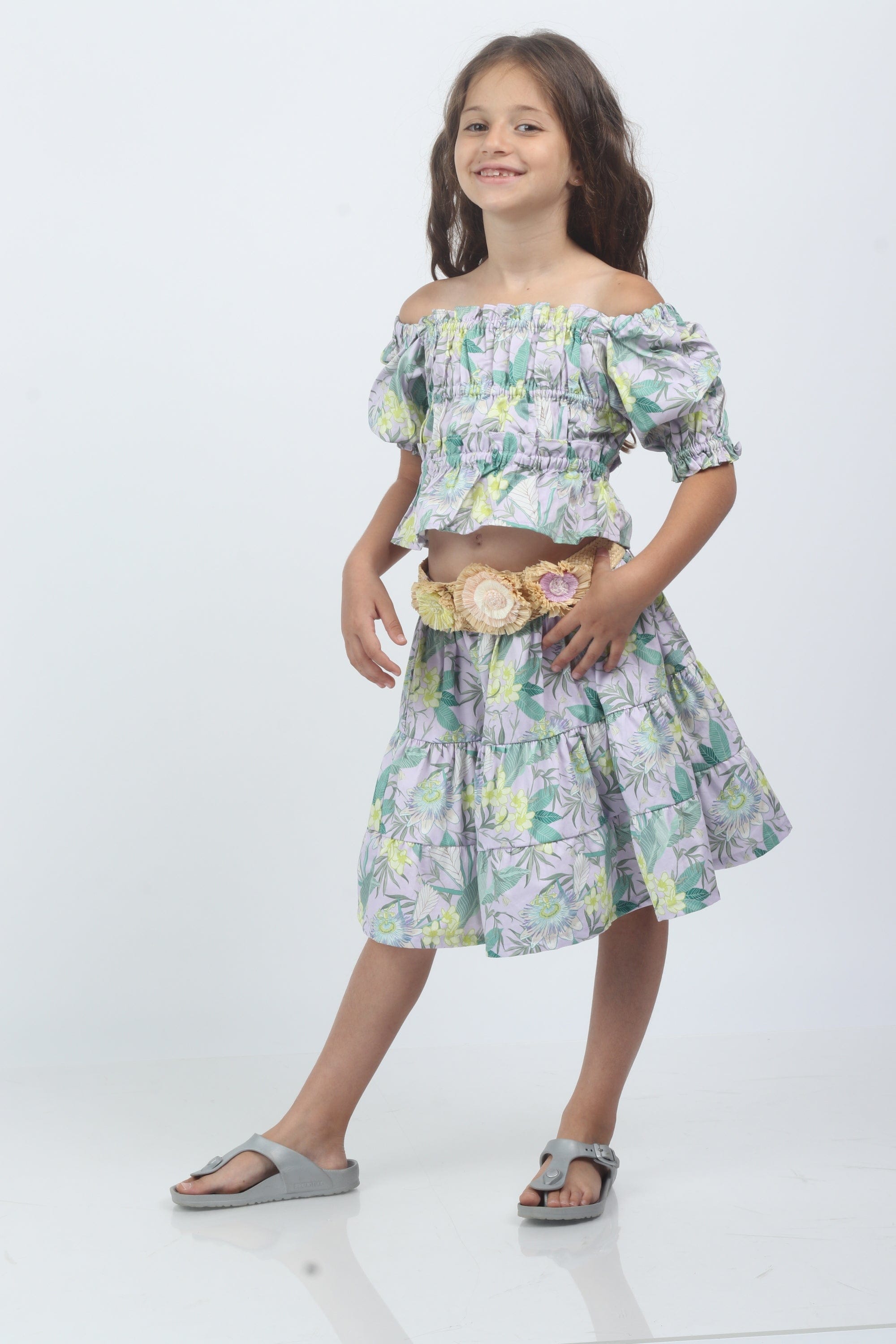 جينجرسنابس تنورة بناتي ميدي مشجرة متعدد الألوان