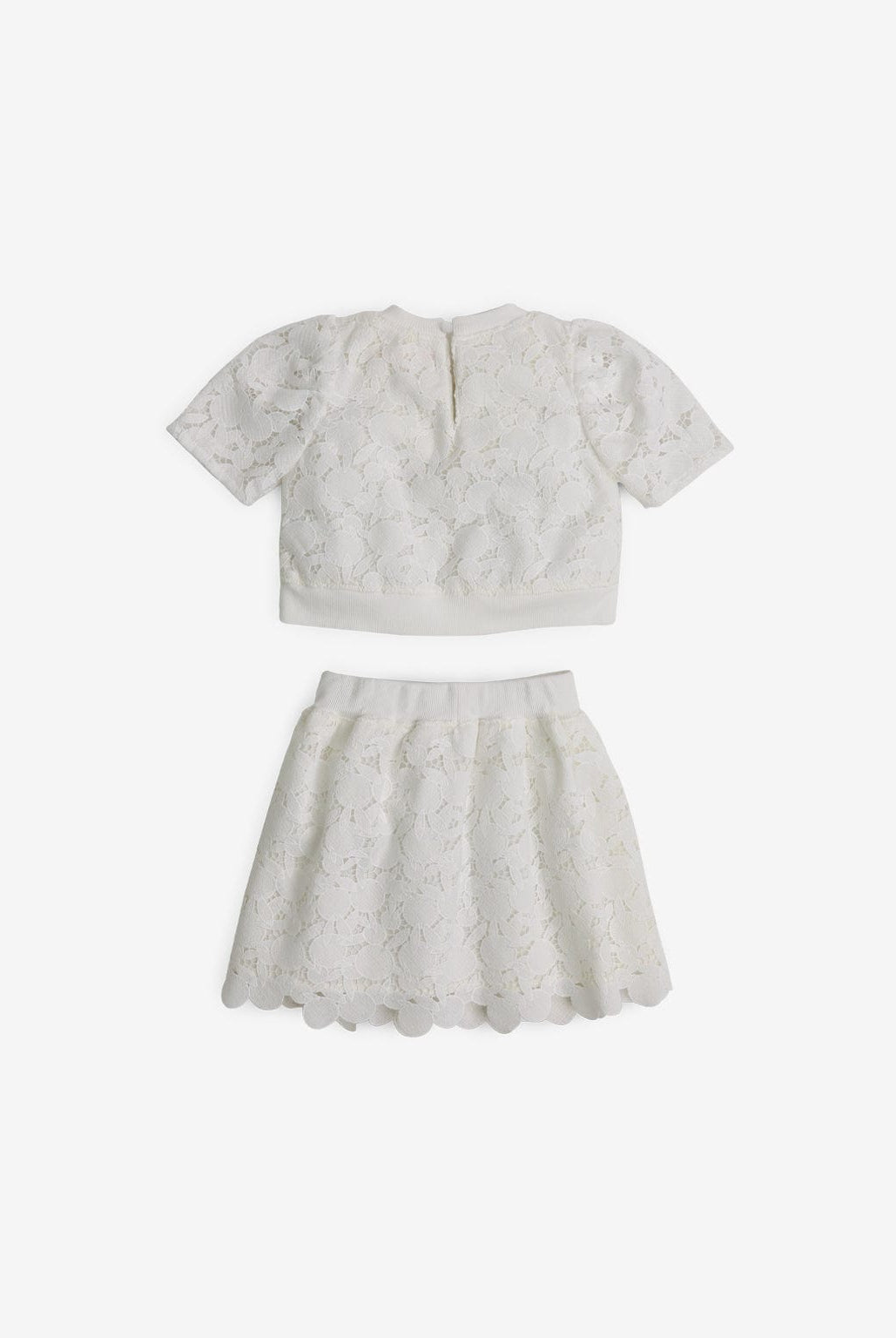 جينجرسنابس طقم بناتي بلوزة وتنورة دانتيل أوف وايت