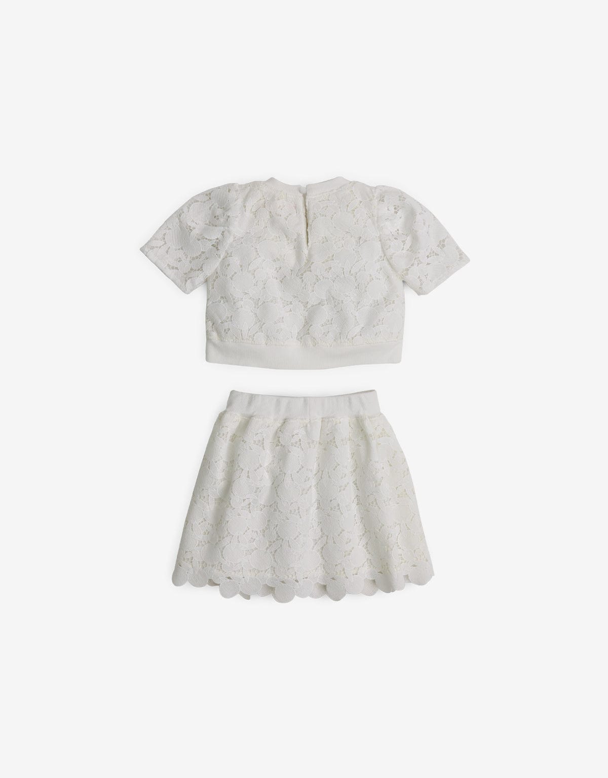 جينجرسنابس طقم بناتي بلوزة وتنورة دانتيل أوف وايت