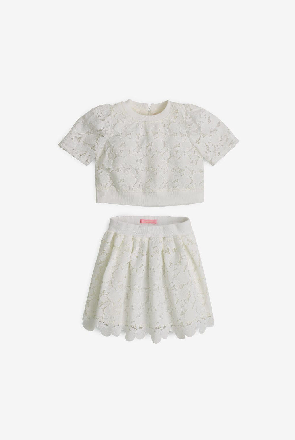 جينجرسنابس طقم بناتي بلوزة وتنورة دانتيل أوف وايت