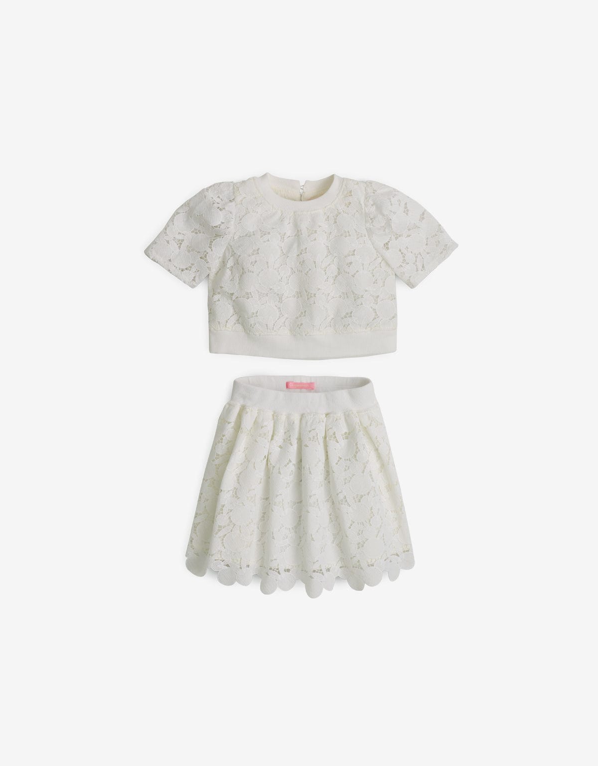 جينجرسنابس طقم بناتي بلوزة وتنورة دانتيل أوف وايت