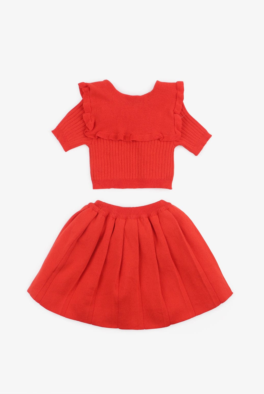 جينجرسنابس تنورة بناتي سادة بكسرات عريضة أحمر