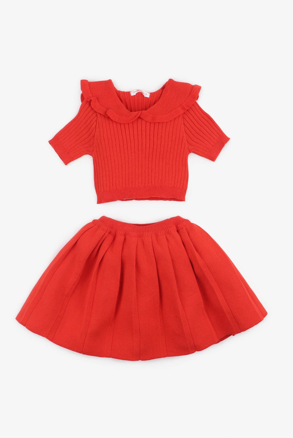 جينجرسنابس تنورة بناتي سادة بكسرات عريضة أحمر