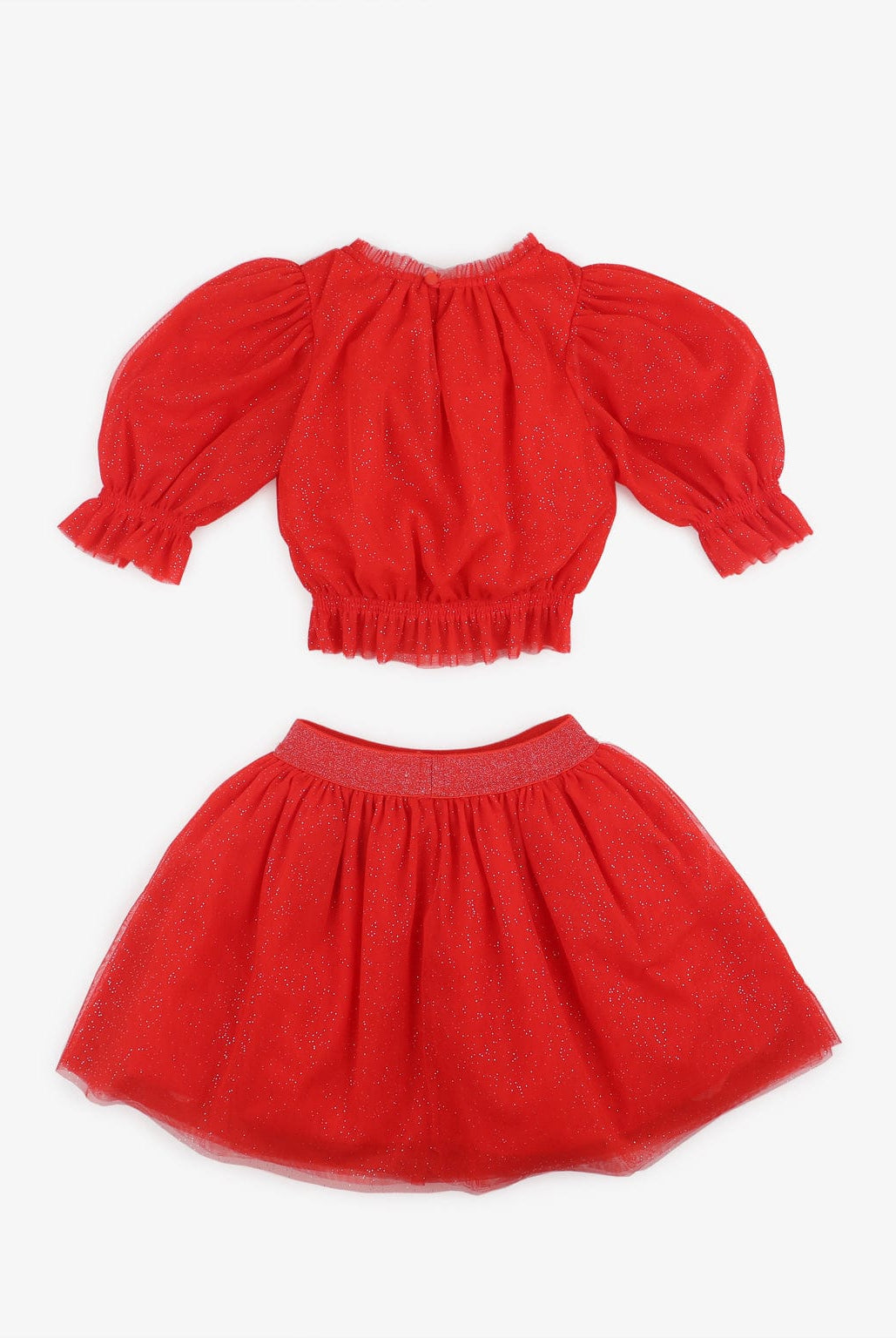 جينجرسنابس تنورة بناتي سادة بكسرات عريضة بخصر مطاطي أحمر