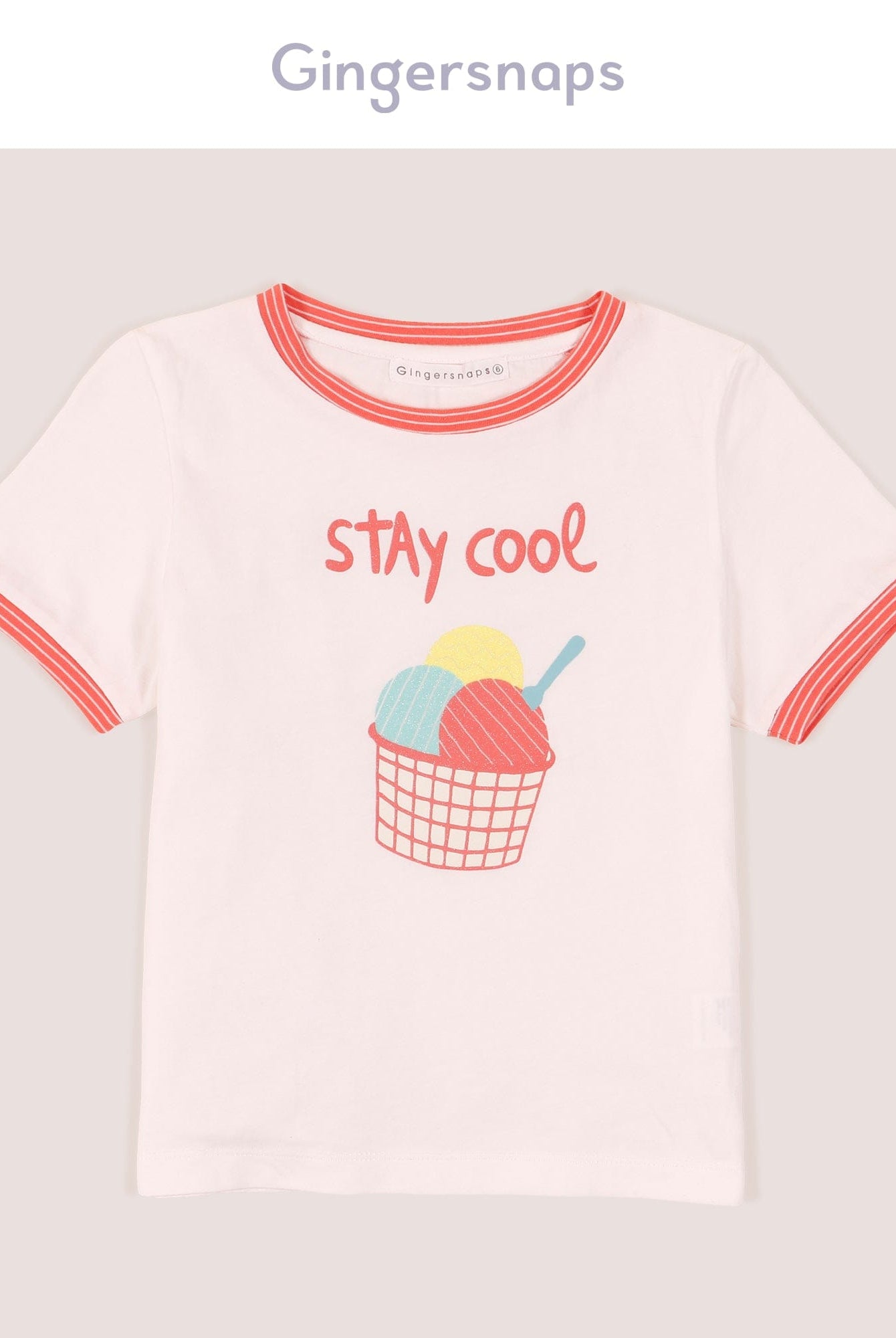 جينجرسنابس بلوزة بيجامة مع بنطلون مخطط بالعرض طويل بناتي مرجاني