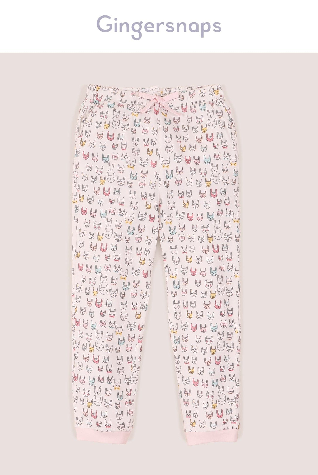 جينجرسنابس بلوزة بيجامة مع بنطلون منقوش طويل بناتي متعدد الألوان