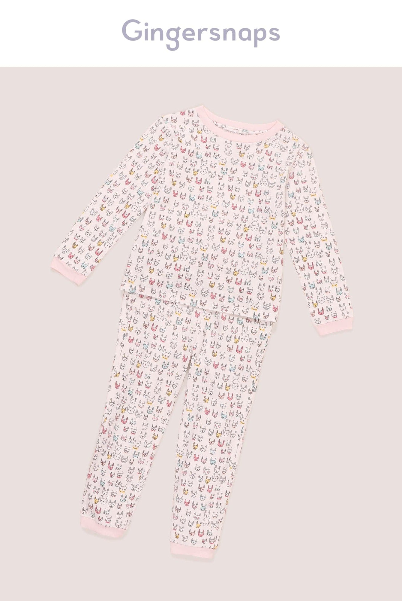 جينجرسنابس بلوزة بيجامة مع بنطلون منقوش طويل بناتي متعدد الألوان