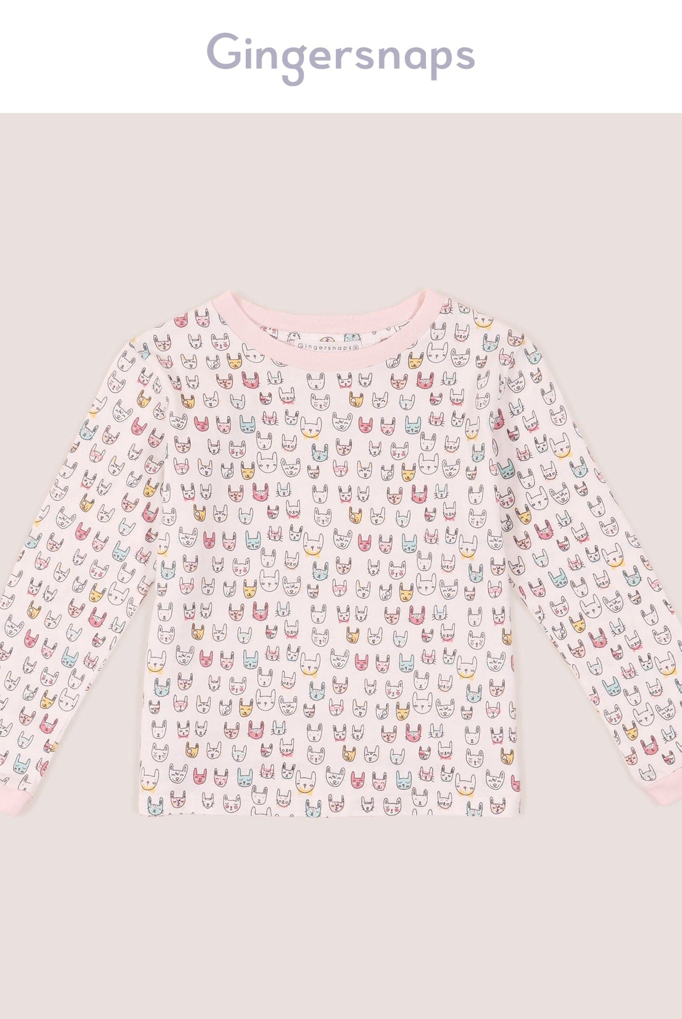 جينجرسنابس بلوزة بيجامة مع بنطلون منقوش طويل بناتي متعدد الألوان