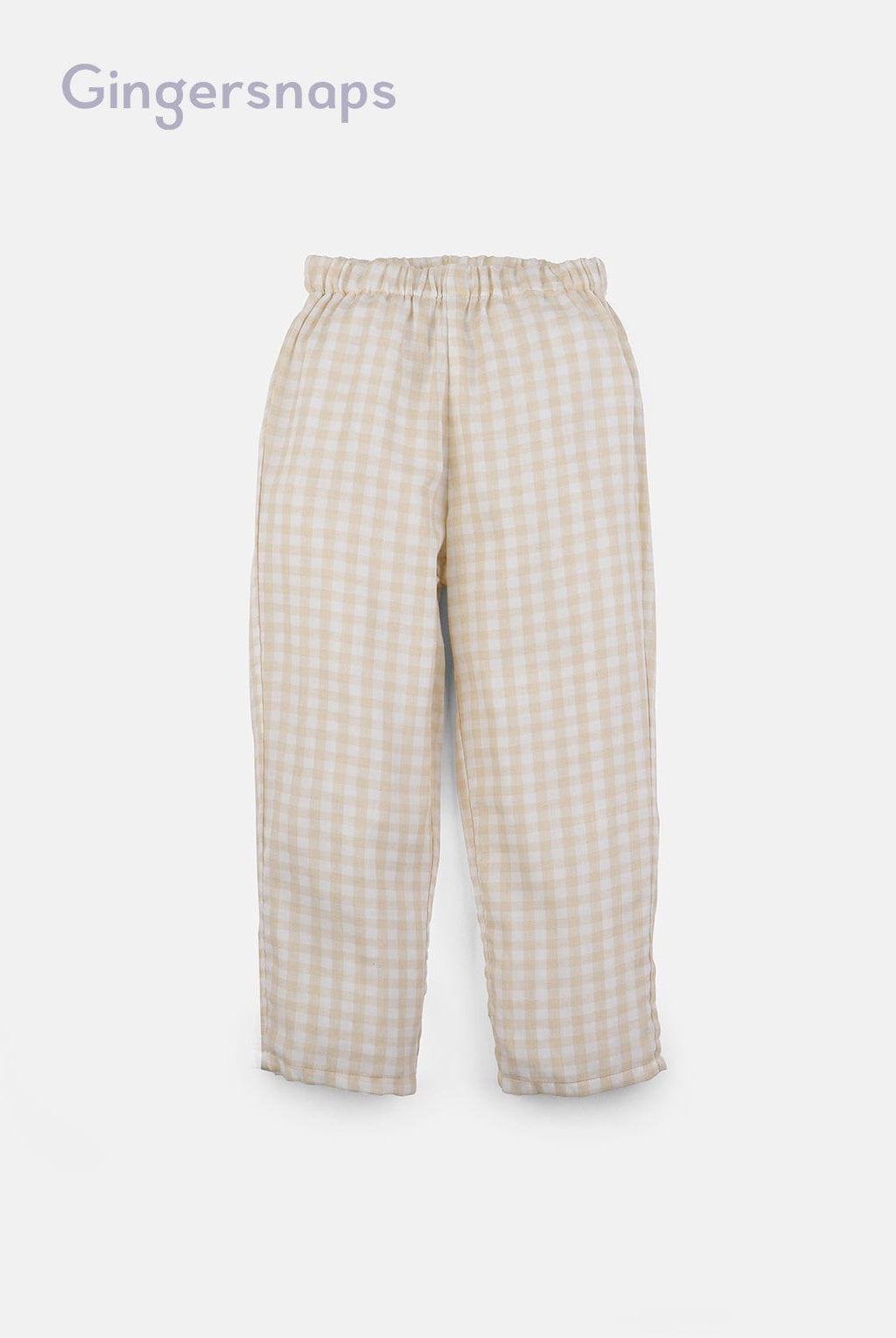 جينجرسنابس بيجامة نوم بناتي بأكمام طويلة مربعات بيج