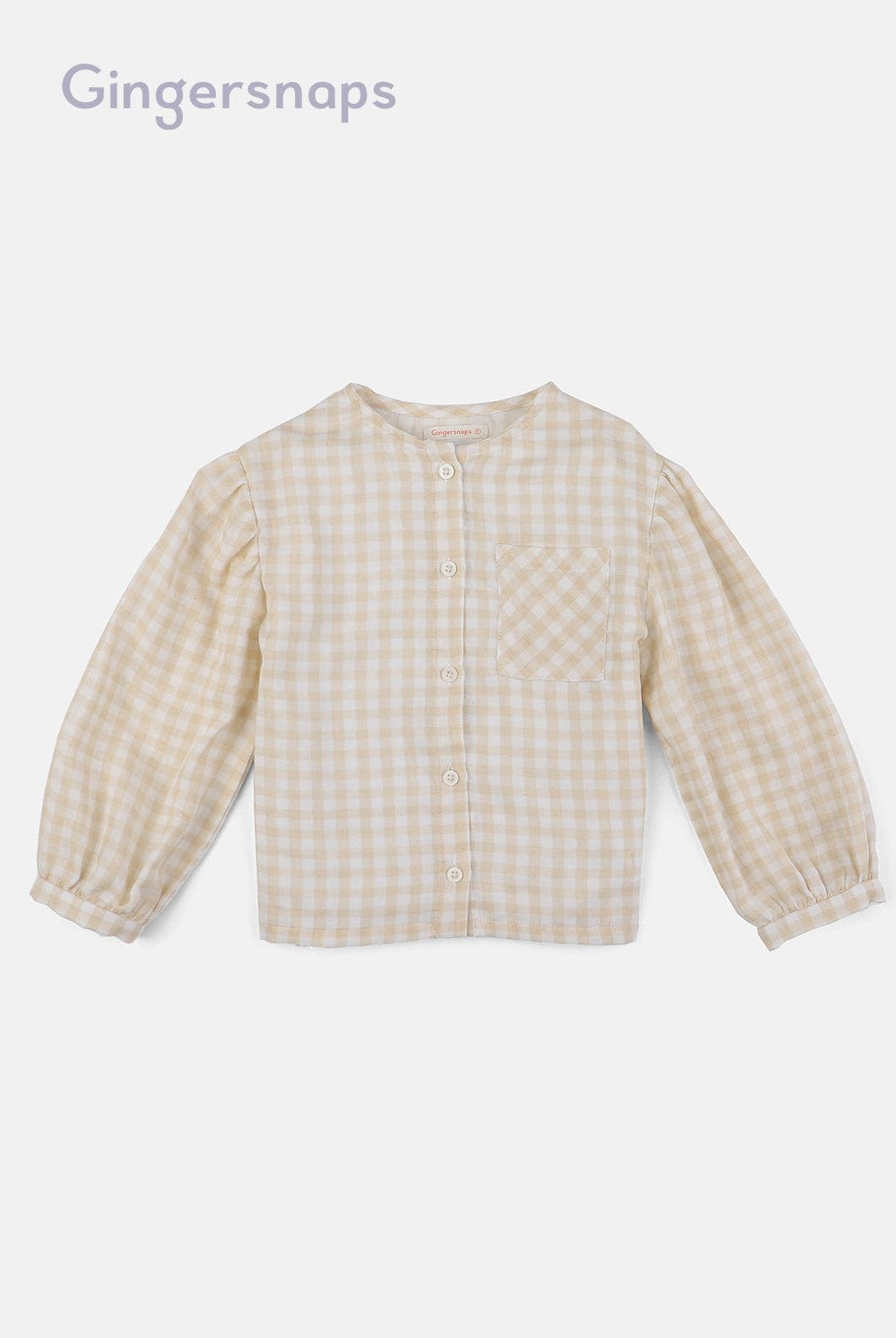 جينجرسنابس بيجامة نوم بناتي بأكمام طويلة مربعات بيج