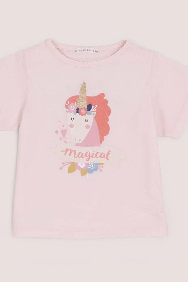 جينجرسنابس بيجامة بناتي بلوزة مطبوعة وتنورة منقوش وردي شاحب