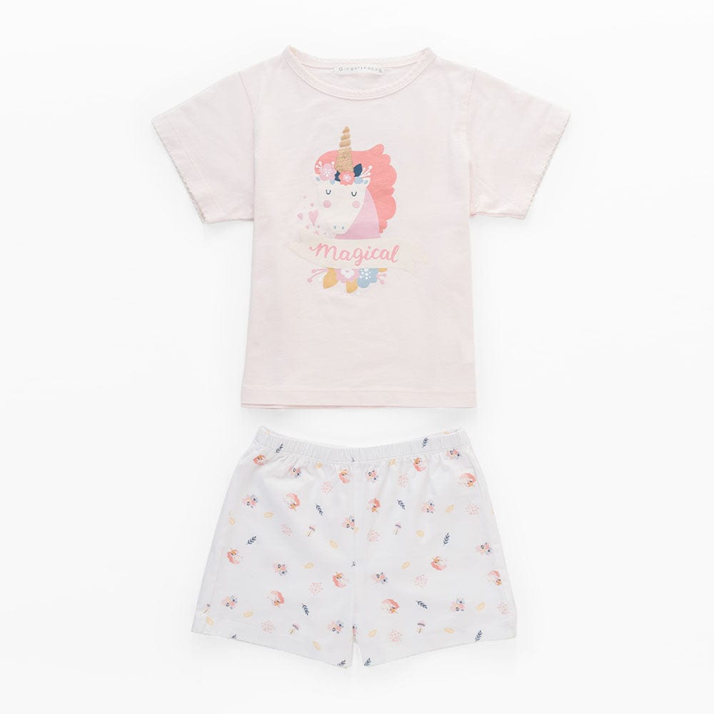 جينجرسنابس بيجامة بناتي بلوزة مطبوعة وتنورة منقوش وردي شاحب