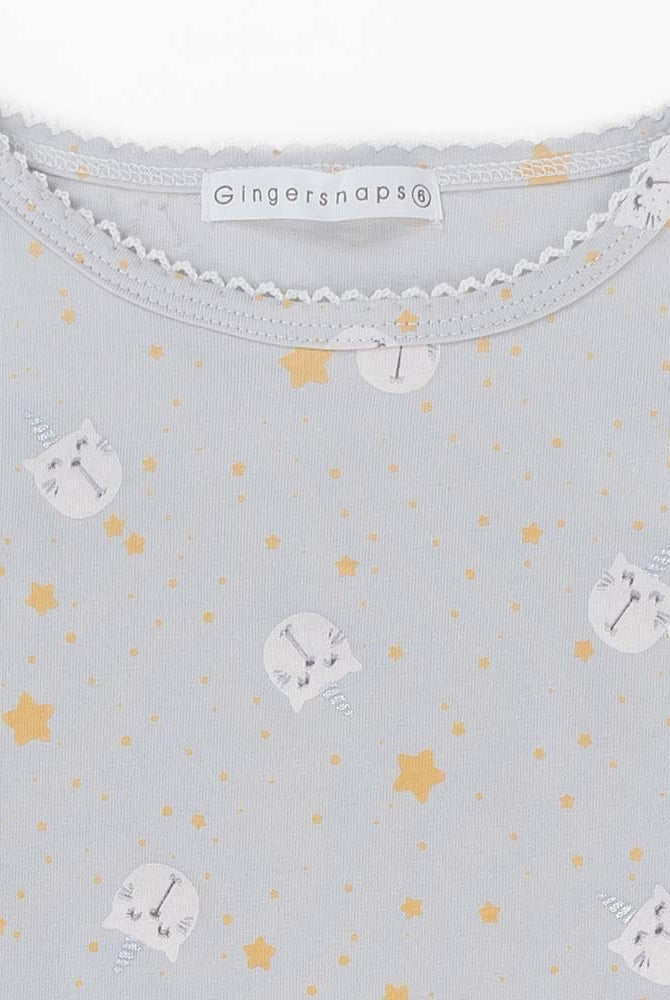 جينجرسنابس بيجامة بناتي مزينة بنمط أزرق بخاري