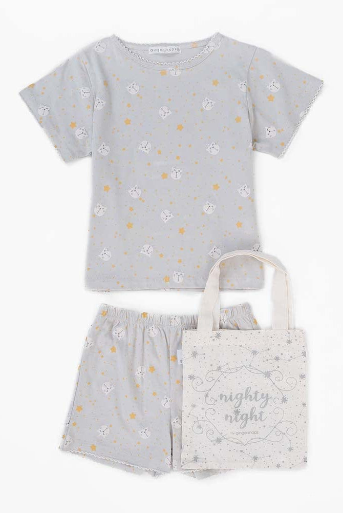 جينجرسنابس بيجامة بناتي مزينة بنمط أزرق بخاري