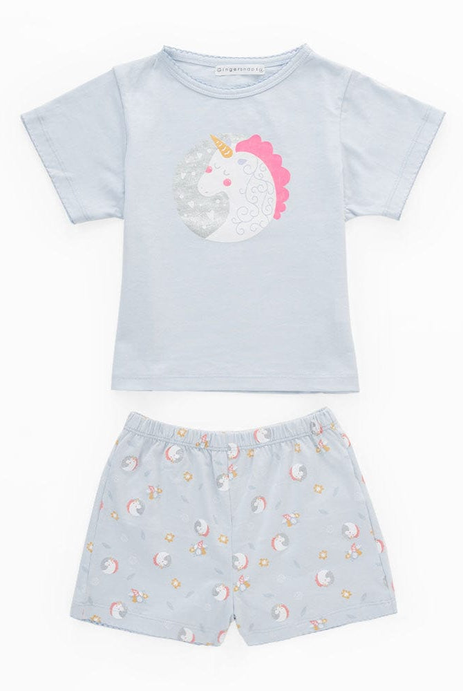 جينجرسنابس بيجامة بناتي منقوشة بشورت ثلجي البياض