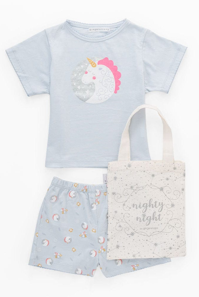 جينجرسنابس بيجامة بناتي منقوشة بشورت ثلجي البياض