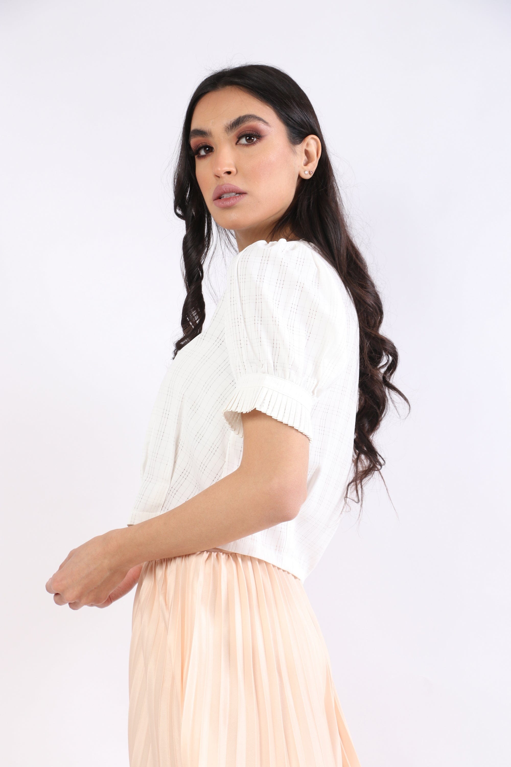 نتشي قميص قصير سبعة بأزرار أمامية كم قصير بف نسائي