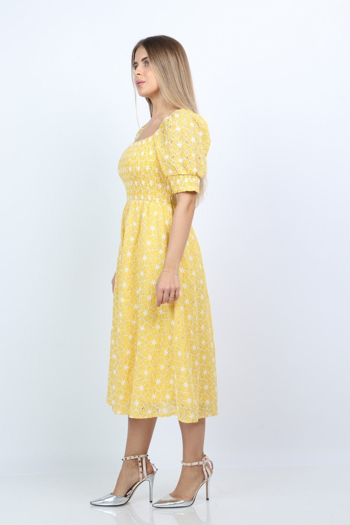 نتشي فستان ميدي منقوش نسائي