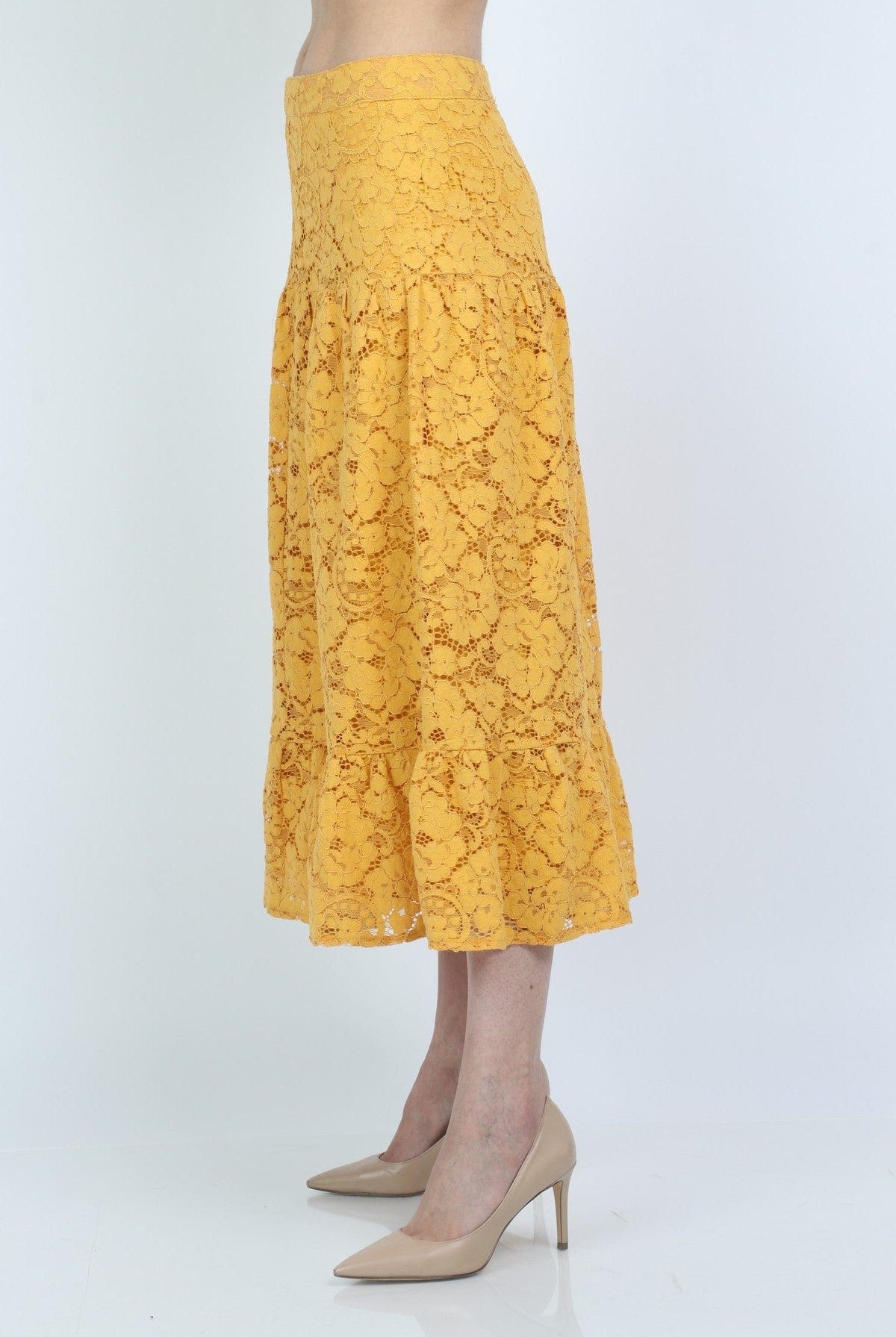 نتشي تنورة ميدي دانتيل كشكش بسحاب من الخلف