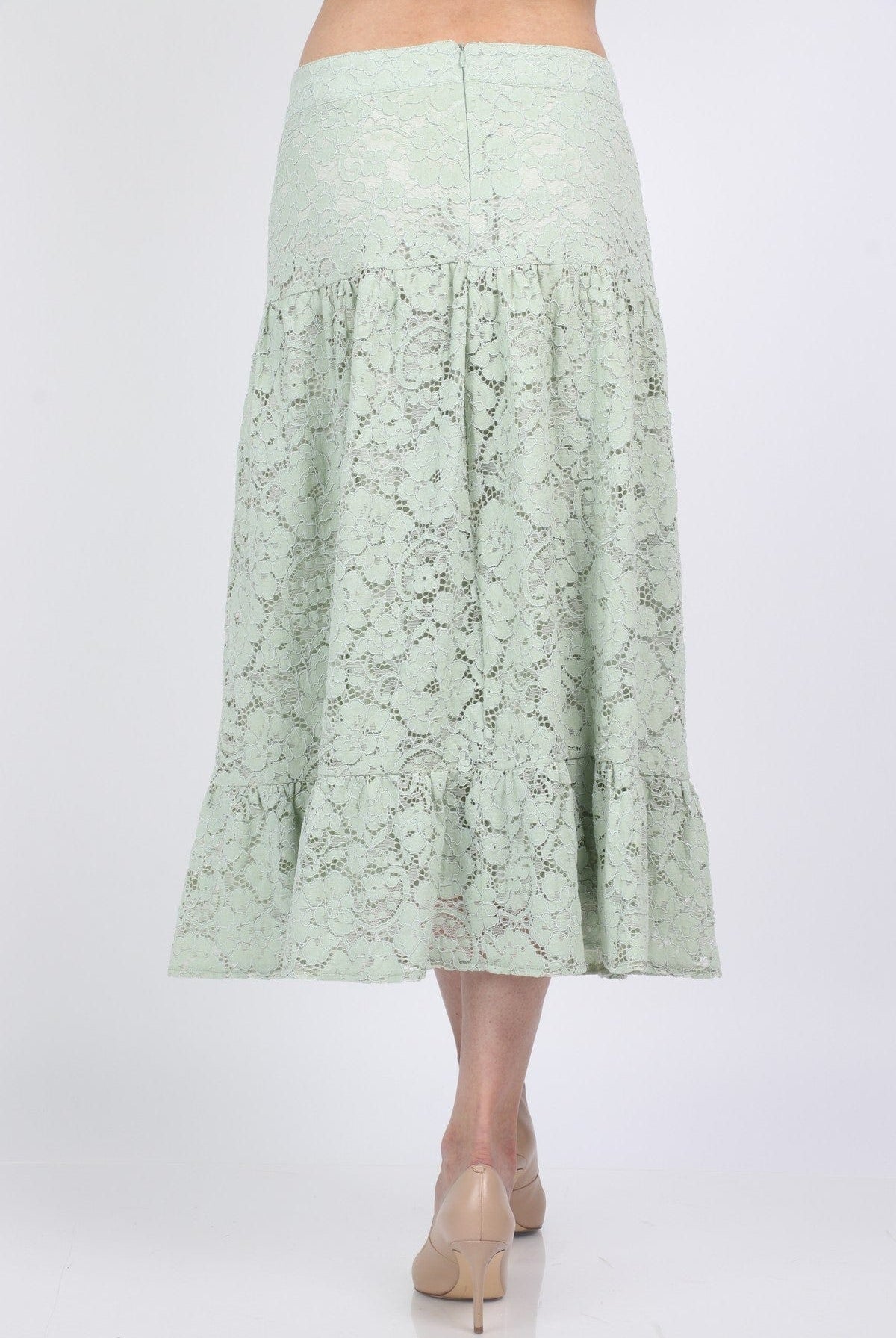 نتشي تنورة ميدي دانتيل كشكش بسحاب من الخلف