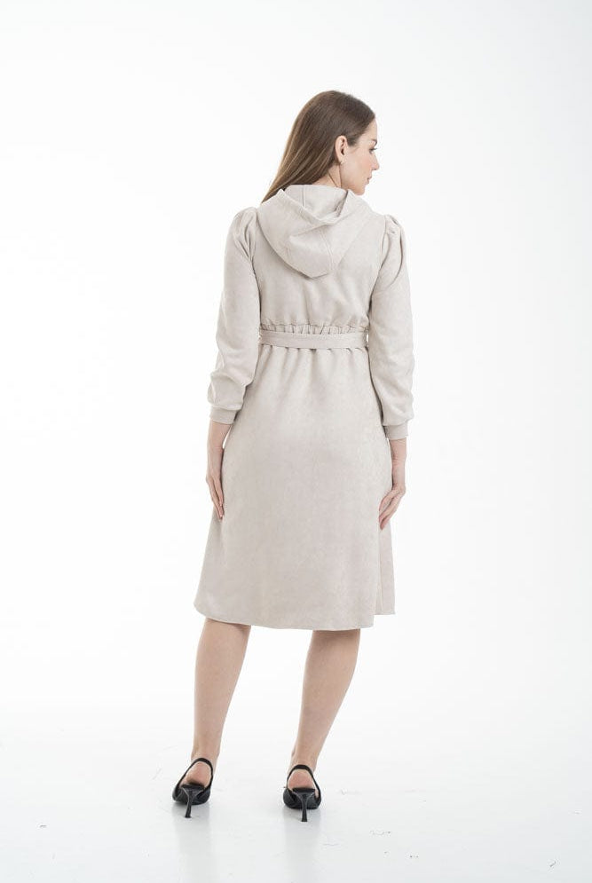 نتشي فستان ميدي بسحاب امامي ملحق بهودي