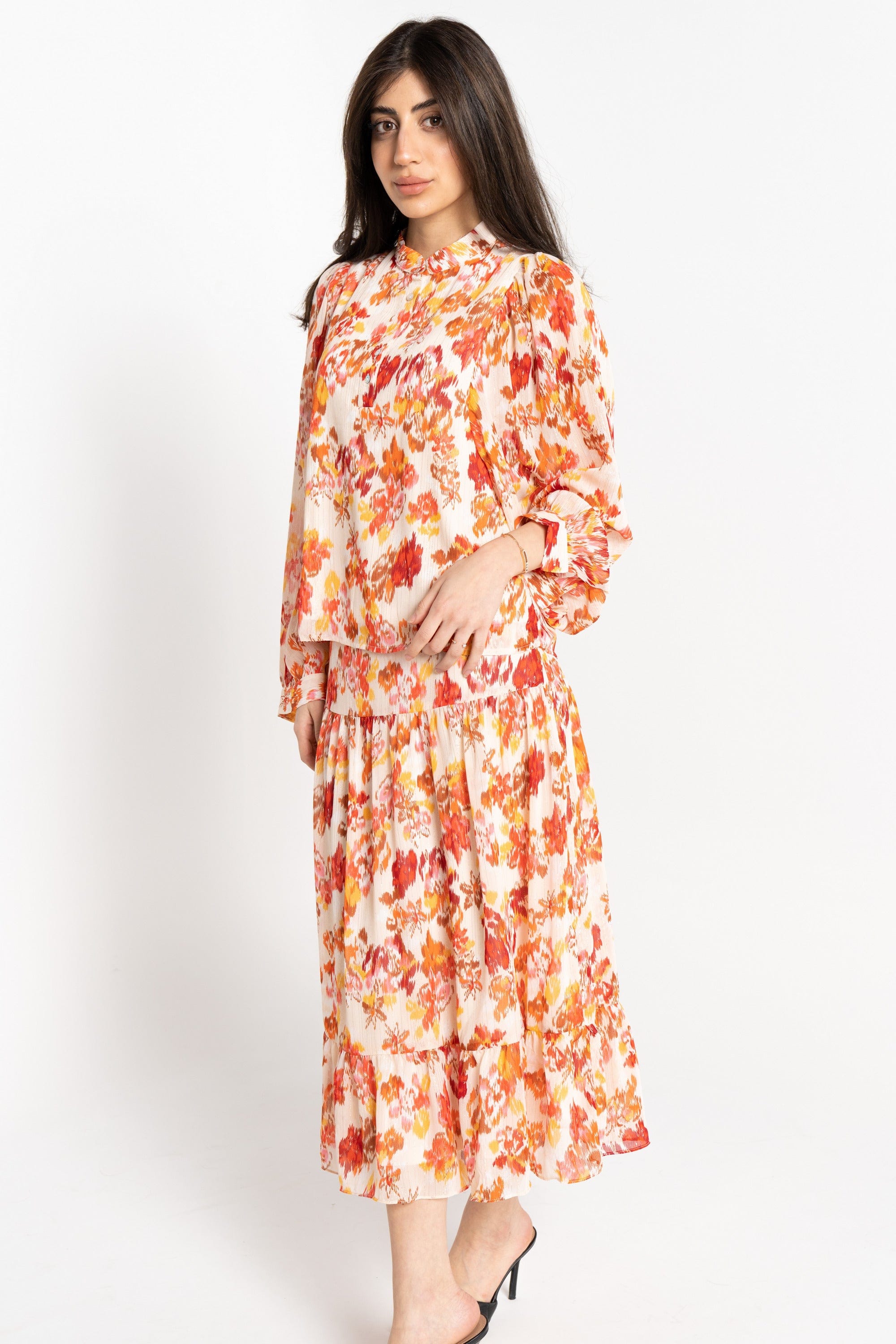 نتشي تنورة ميدي مشجرة بكسرات