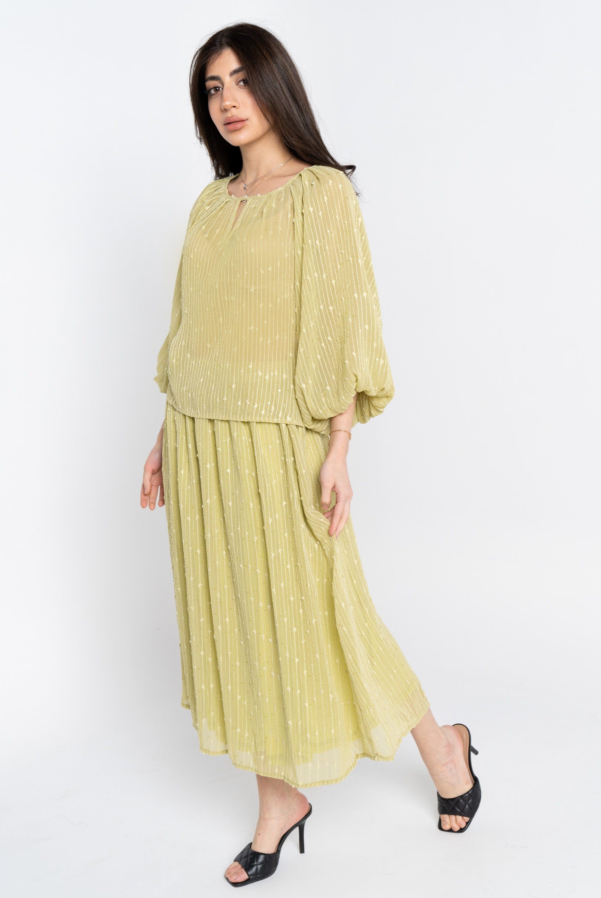 نتشي تنورة ميدي سهرة شفافة مبطنة نسائي