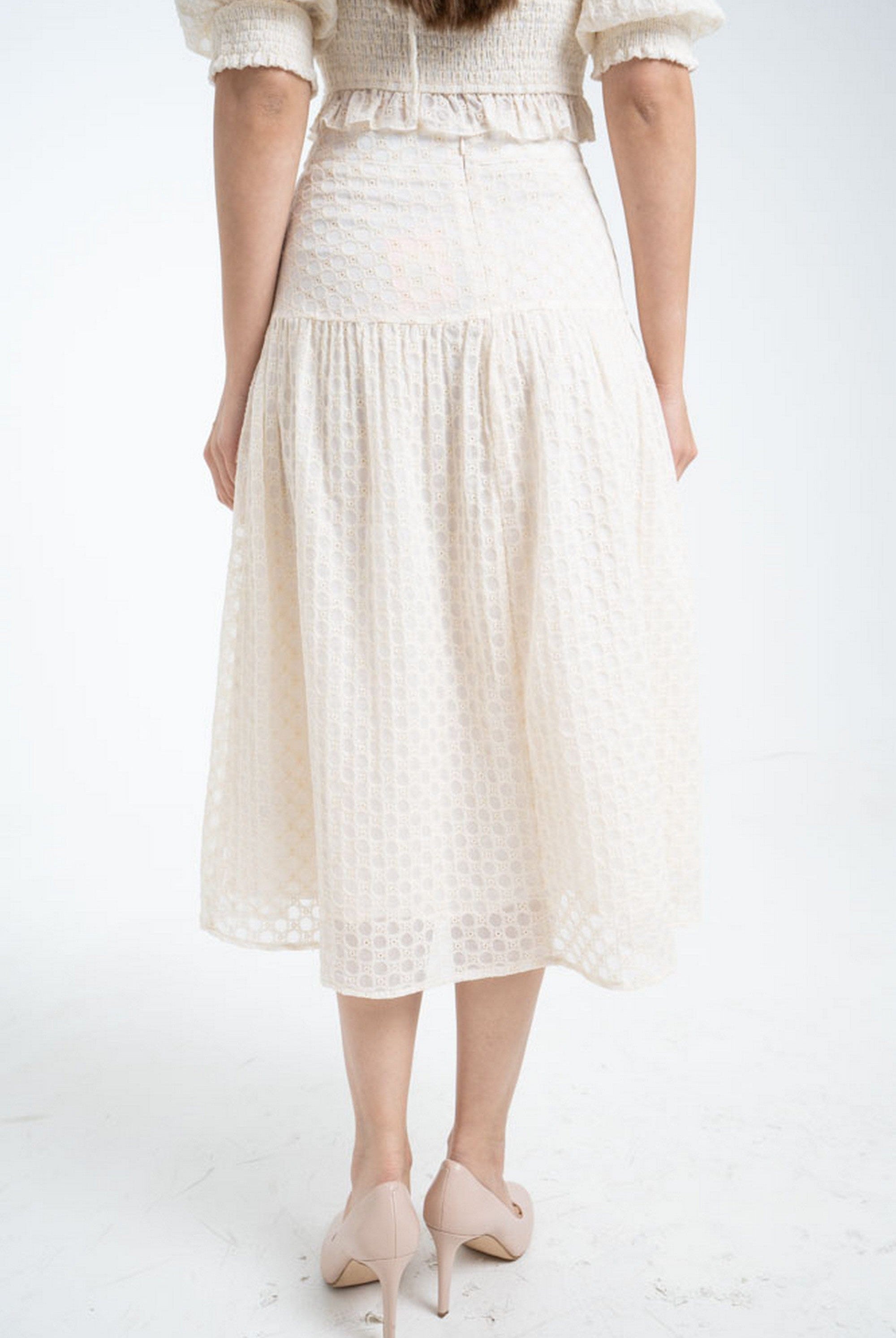 نتشي تنورة ميدي منقطة خصر مرتفع نسائي