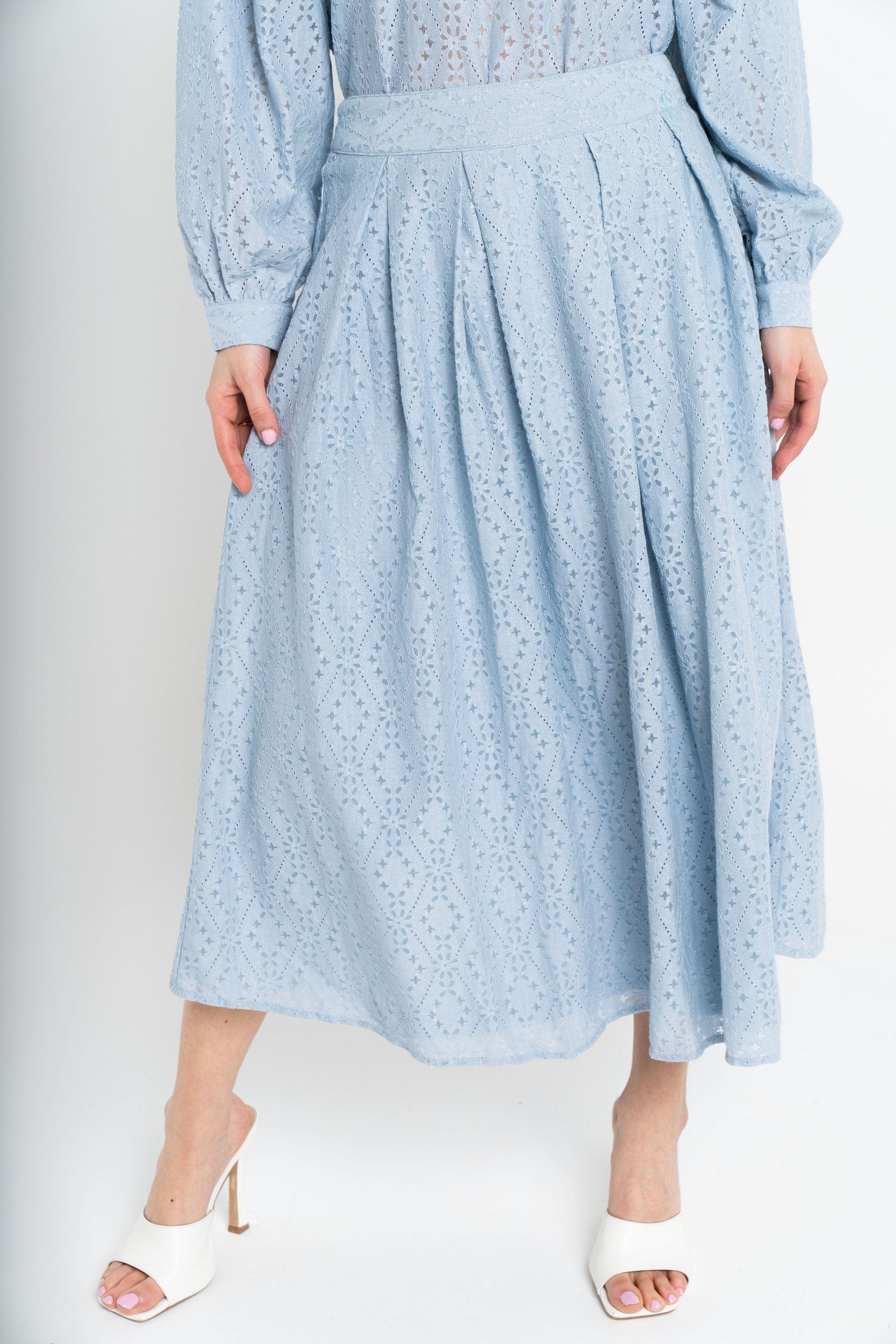 نتشي تنورة ميدي مخرمة كلوش نسائي