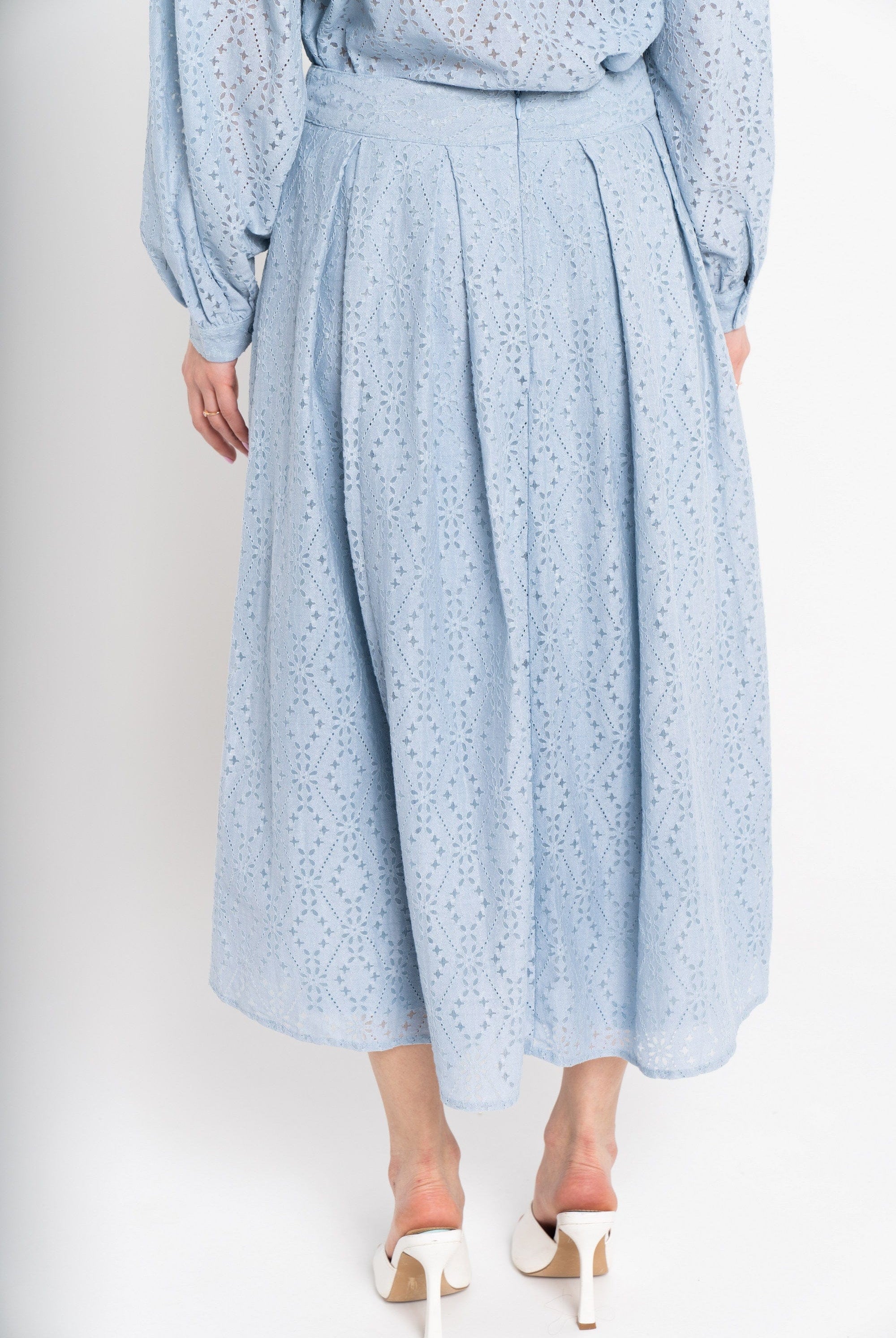 نتشي تنورة ميدي مخرمة كلوش نسائي