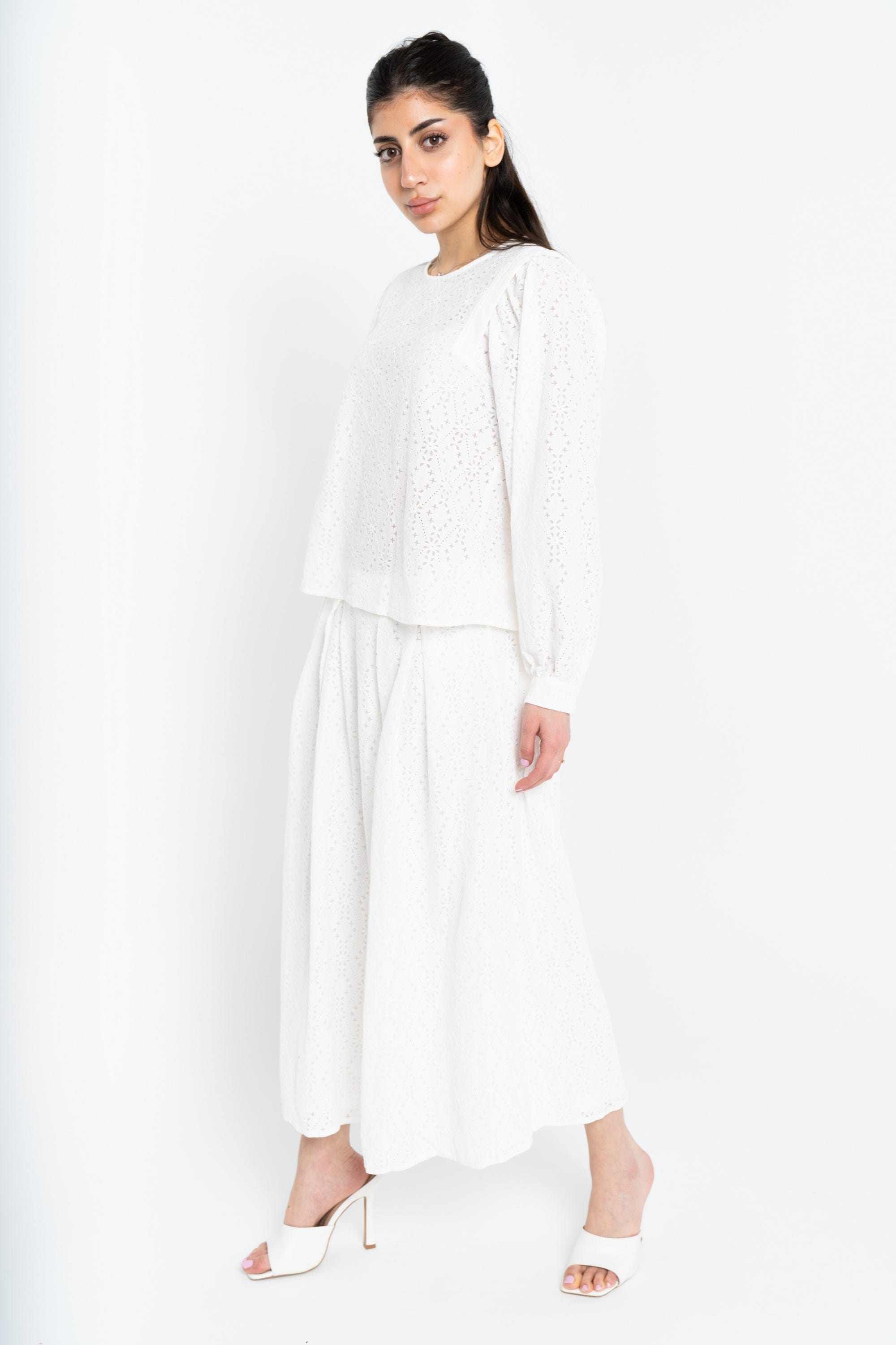 نتشي تنورة ميدي مخرمة كلوش نسائي