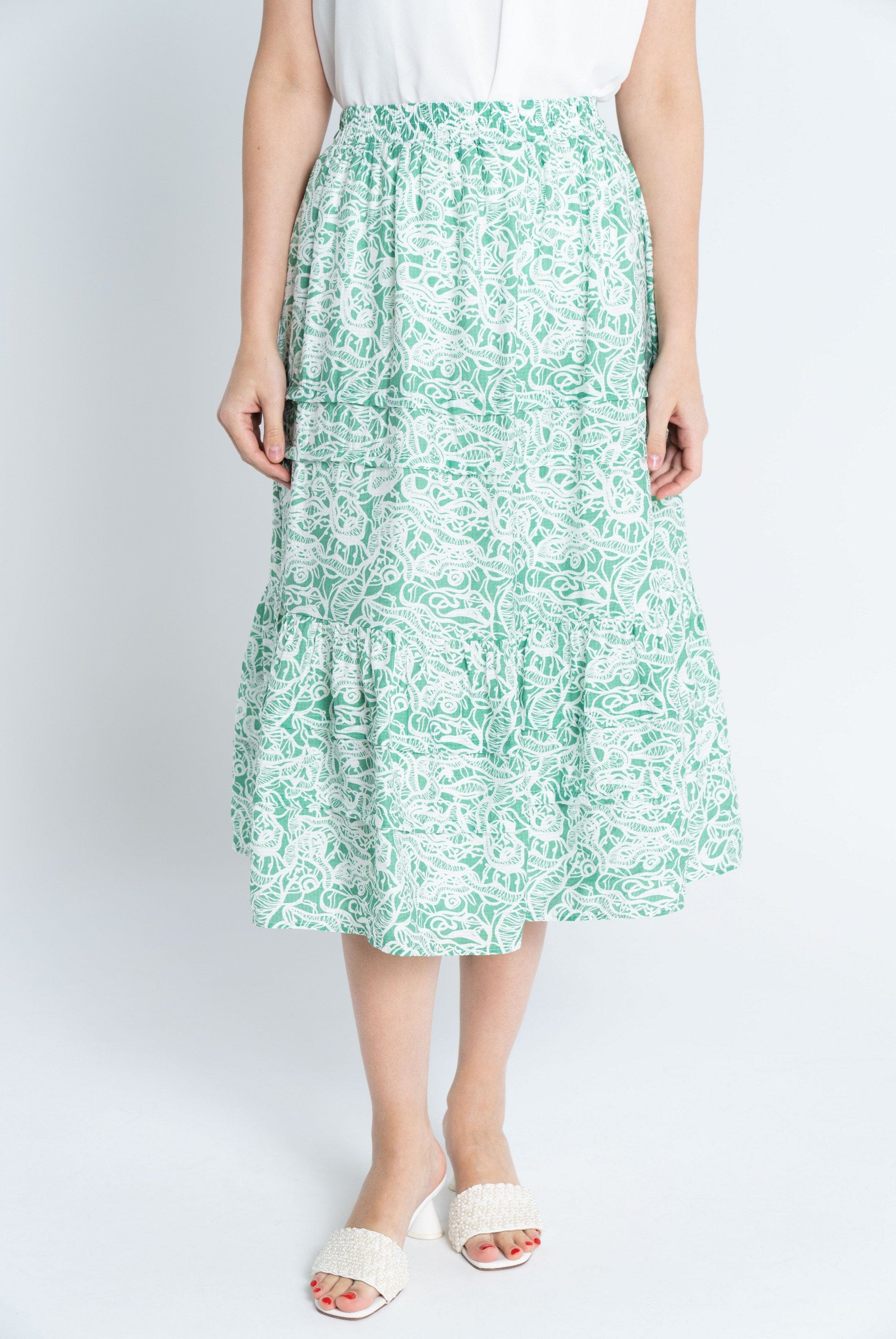 نتشي تنورة ميدي منقوش نقسة هادية نسائي