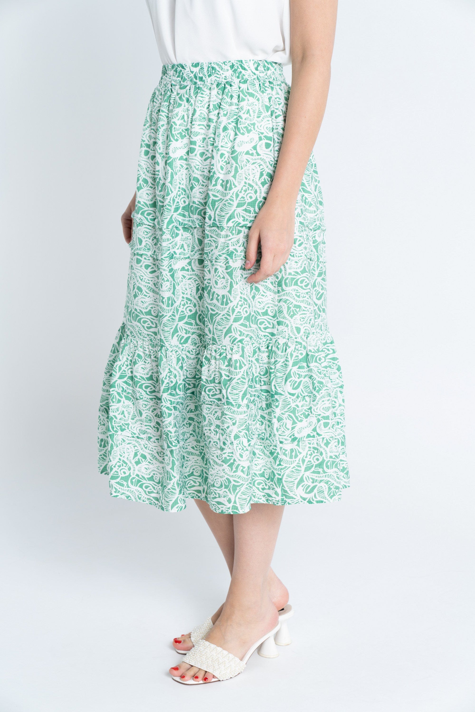 نتشي تنورة ميدي منقوش نقسة هادية نسائي