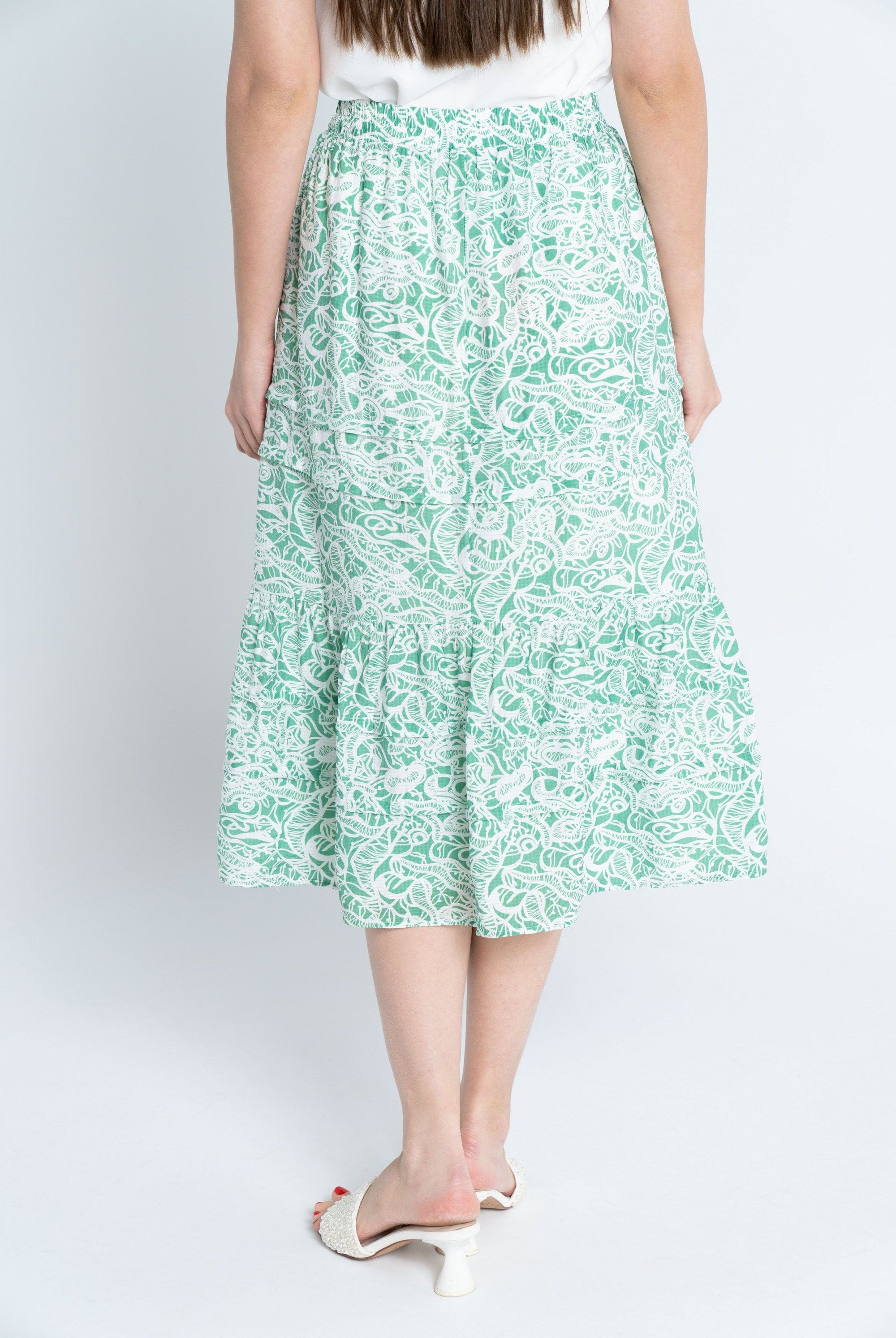 نتشي تنورة ميدي منقوش نقسة هادية نسائي