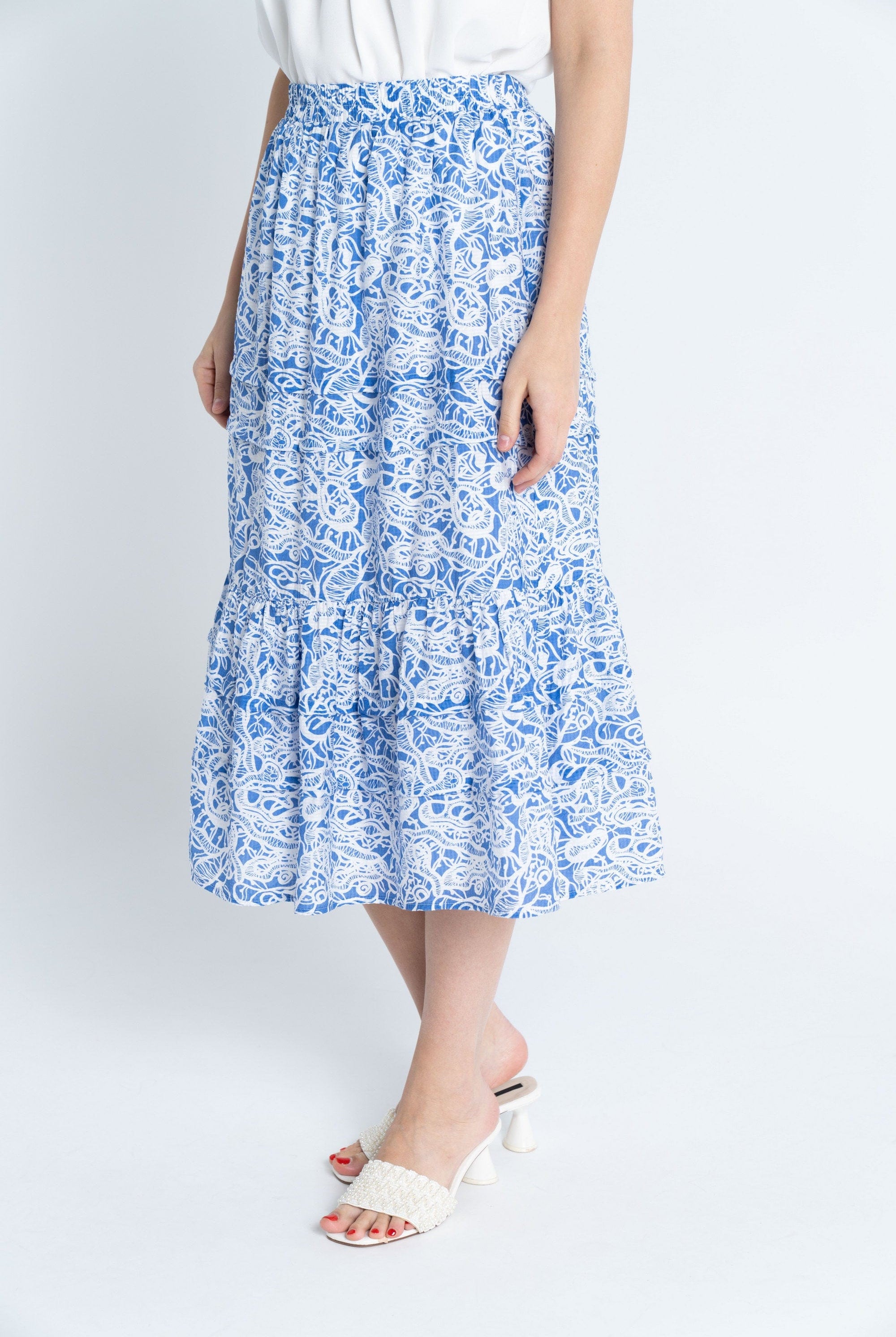 نتشي تنورة ميدي منقوش نقسة هادية نسائي