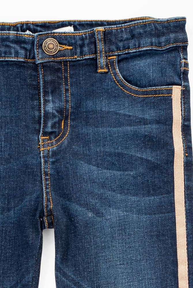 جينجرسنابس بنطلون بناتي جينز بخطين جانبيين أزرق/سط