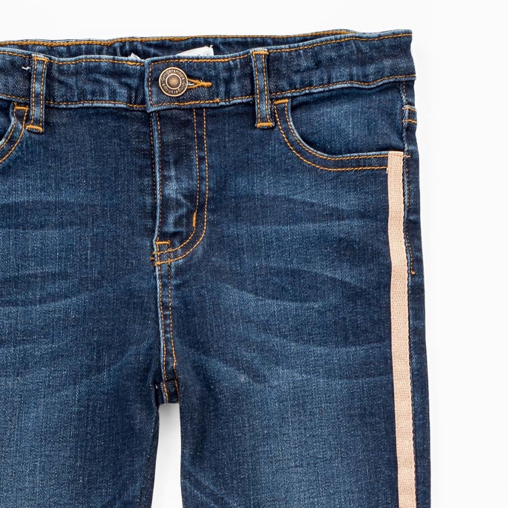 جينجرسنابس بنطلون بناتي جينز بخطين جانبيين أزرق/سط