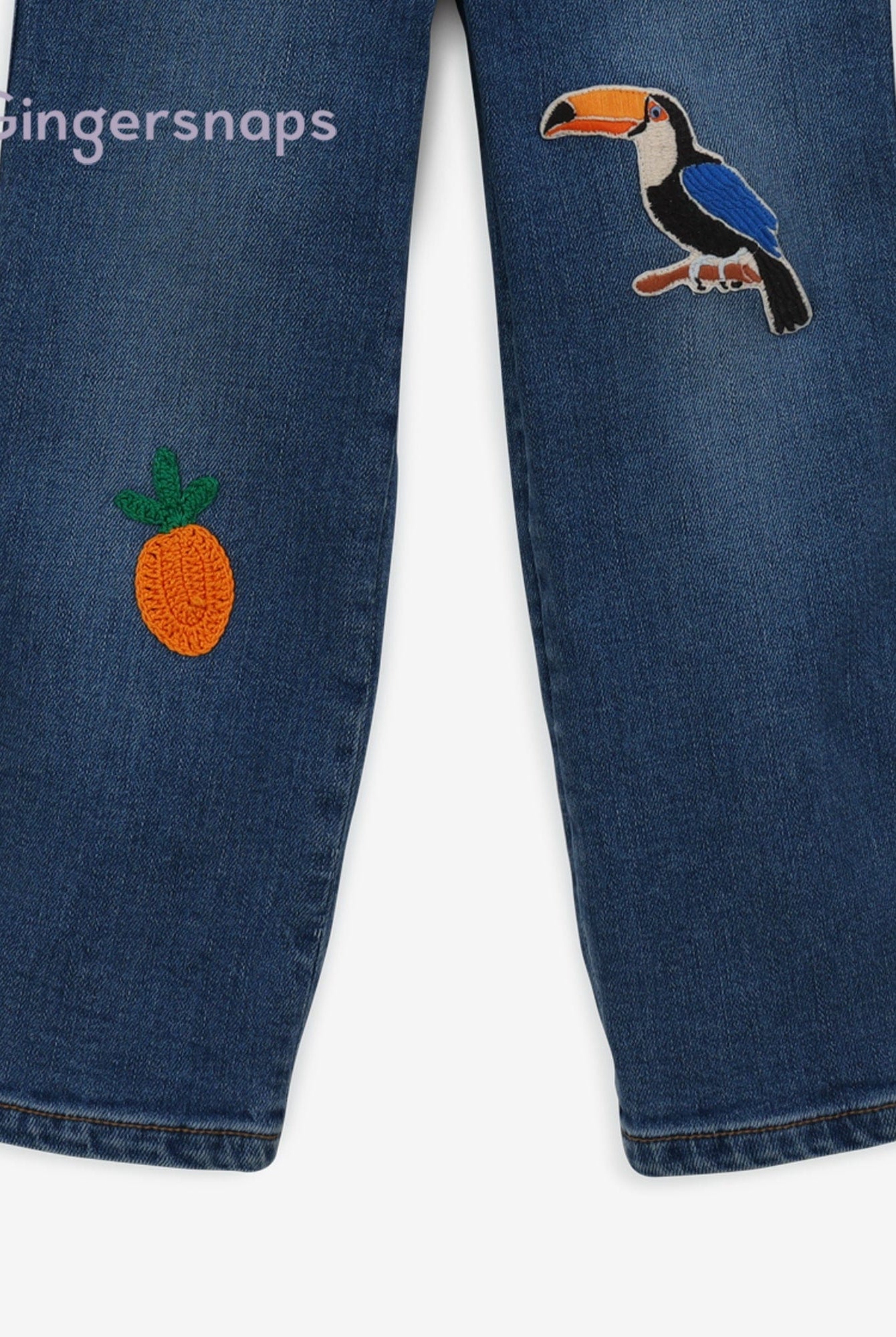 جينجرسنابس بنطلون اطفال بناتي جينز بطبعات أزرق فاتح