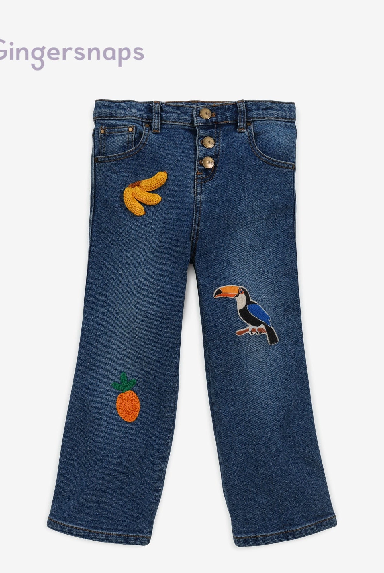 جينجرسنابس بنطلون اطفال بناتي جينز بطبعات أزرق فاتح