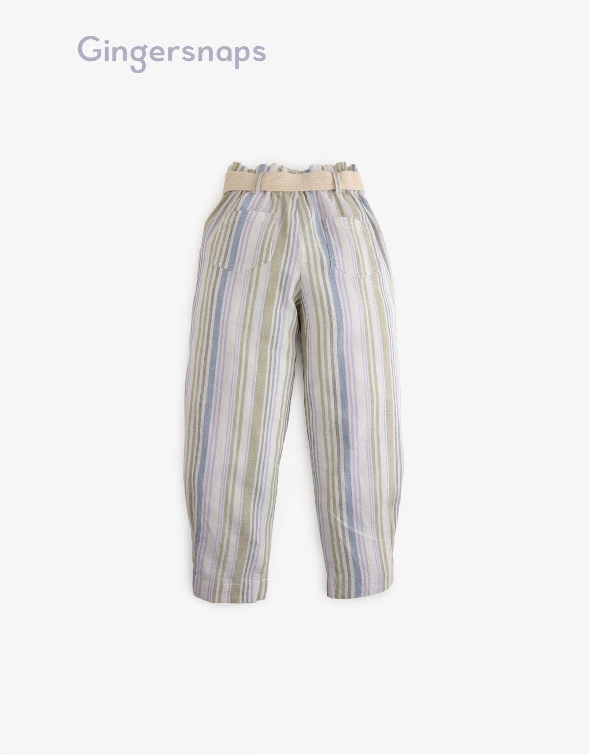 جينجرسنابس بنطلون بناتي مخطط بالطول بحزام على الخصر متعدد الألوان