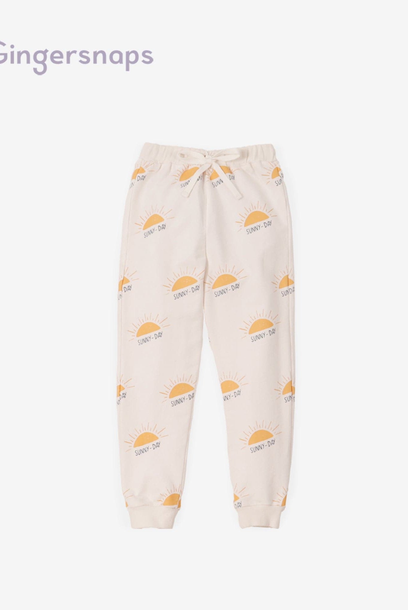 جينجرسنابس طقم بنطلون بناتي بطبعة وبلوزة كم طويل رملي