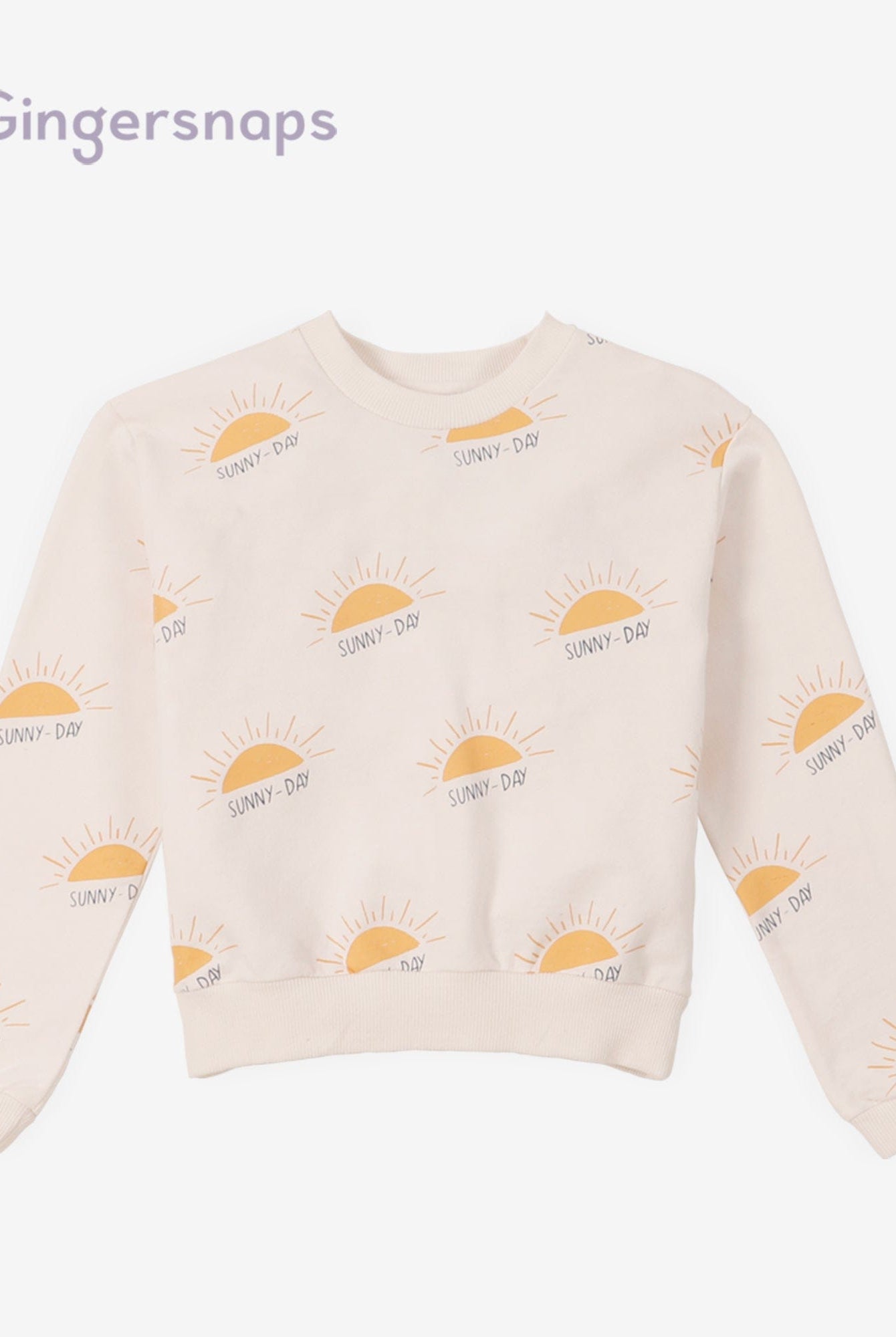 جينجرسنابس طقم بنطلون بناتي بطبعة وبلوزة كم طويل رملي