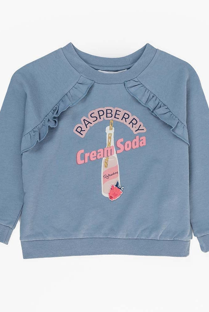 جينجرسنابس بلوزة أطفال بولو مع طابعة كم طويل بناتي أزرق باهت