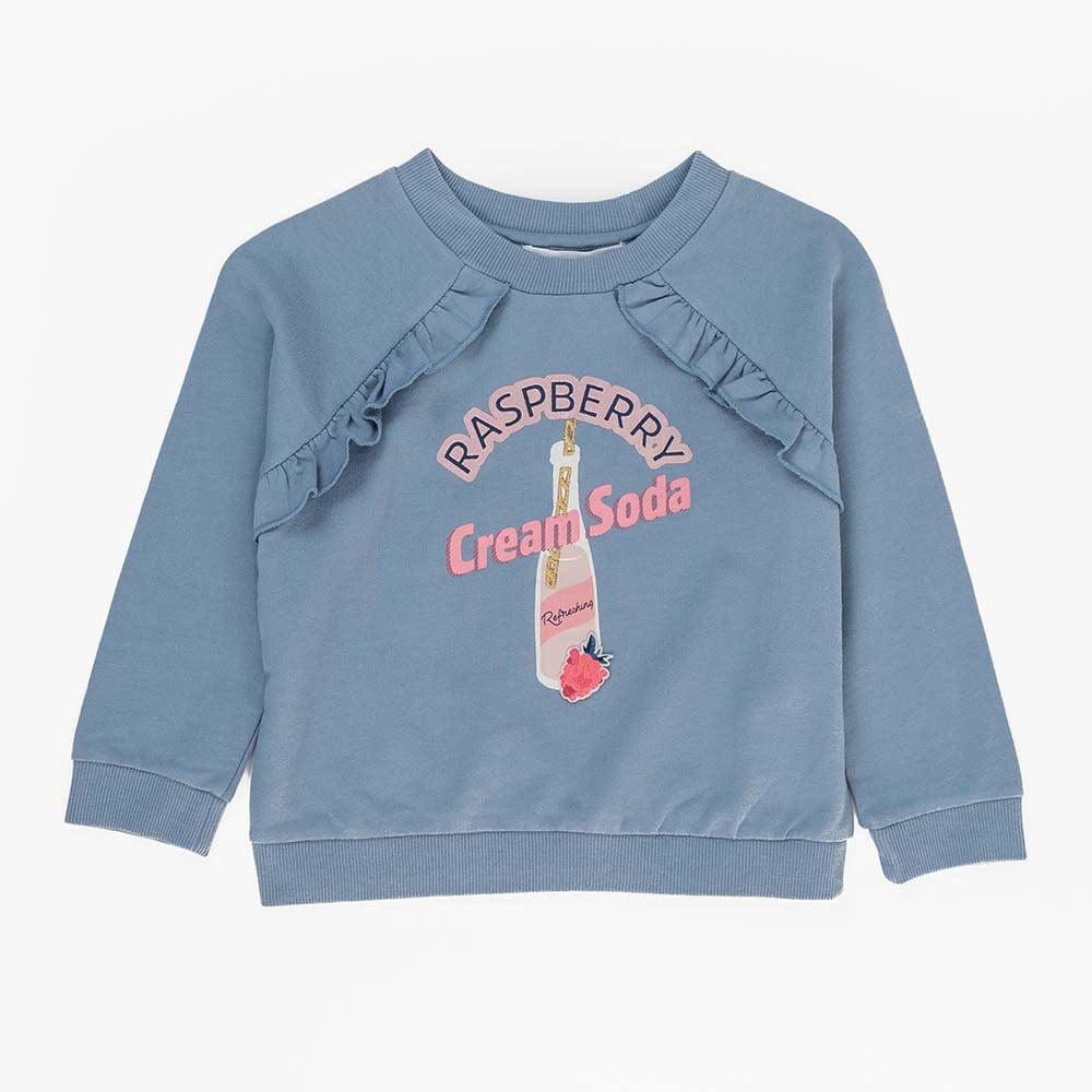 جينجرسنابس بلوزة أطفال بولو مع طابعة كم طويل بناتي أزرق باهت