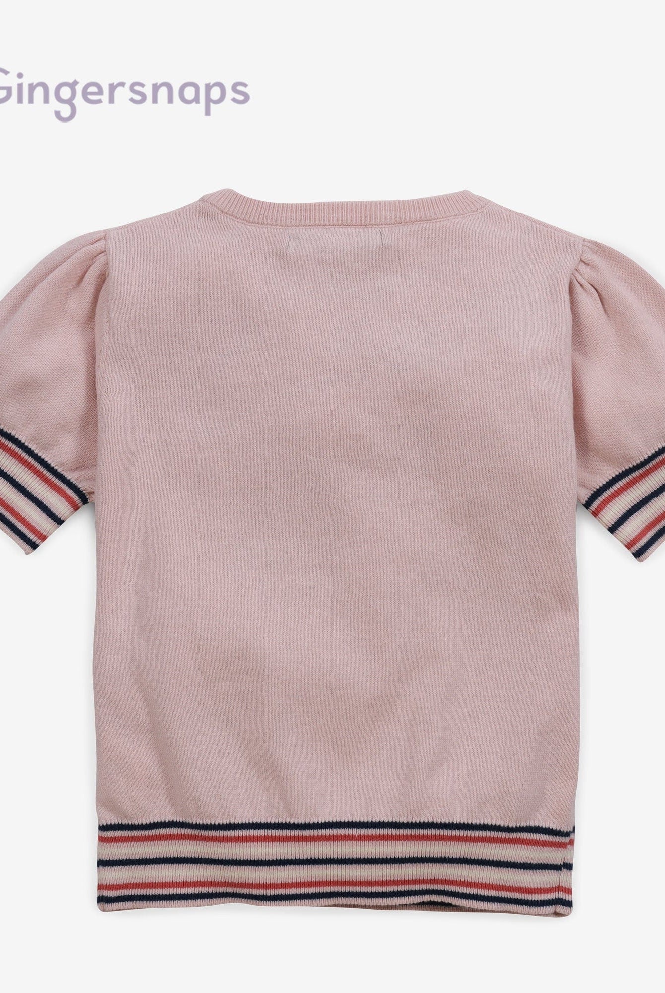 جينجرسنابس بلوزه بناتي طويله بخصر مطاطي مخطط بنفسجي و بني