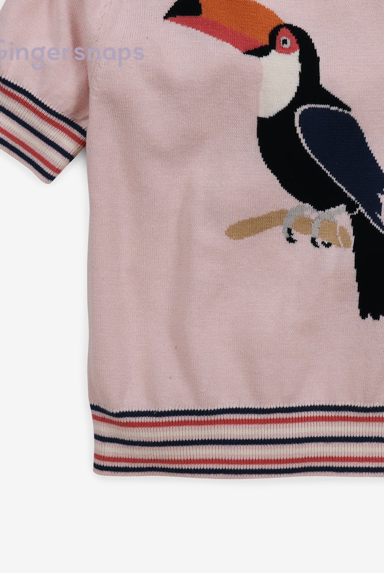 جينجرسنابس بلوزه بناتي طويله بخصر مطاطي مخطط بنفسجي و بني